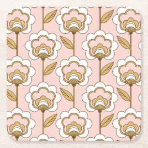 Dessous-de-verre Carré En Papier Motif floral moderne de la moitié du siècle