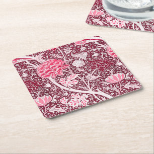 Dessous-de-verre Carré En Papier Motif floral rose or William Morris