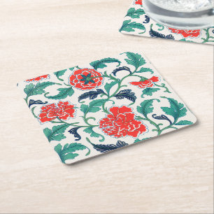 Dessous-de-verre Carré En Papier Motif floral rouge et vert