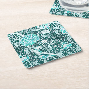 Dessous-de-verre Carré En Papier Motif floral turquoise sarcelle William Morris