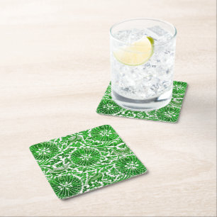Dessous-de-verre Carré En Papier Motif floral vert et blanc