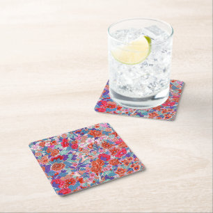 Dessous-de-verre Carré En Papier Motif floral vintage coloré
