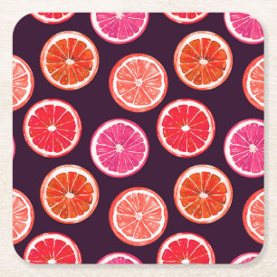 Dessous-de-verre Carré En Papier Motif foncé Citrus peint à la main