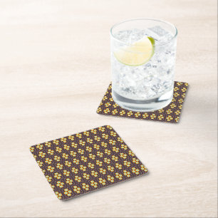 Dessous-de-verre Carré En Papier Motif géométrique avec hexagones orange et bleu