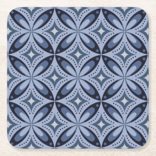 Dessous-de-verre Carré En Papier Motif géométrique bleu de style rétro