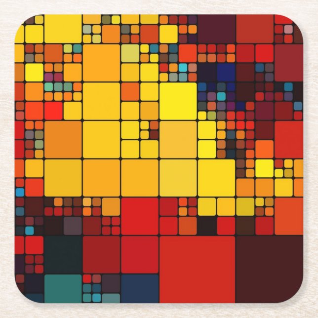 Dessous-de-verre Carré En Papier Motif géométrique d'arc-en-ciel vibrant abstrait (Devant)