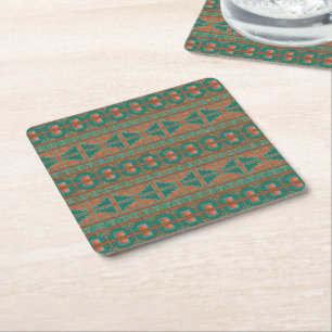 Dessous-de-verre Carré En Papier Motif géométrique de couleurs cuivre sarcelle du S