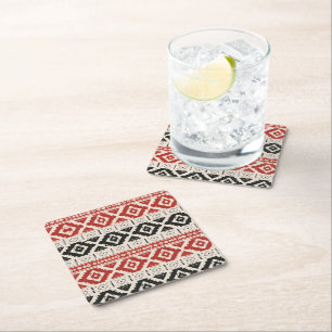 Dessous-de-verre Carré En Papier Motif géométrique de luxe du drapeau yéménite