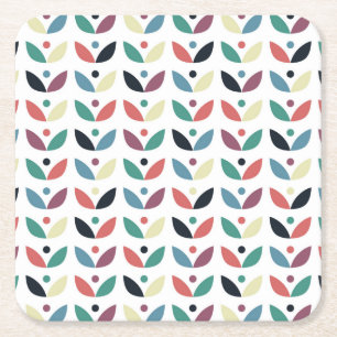 Dessous-de-verre Carré En Papier Motif géométrique floral d'art populaire