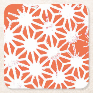 Dessous-de-verre Carré En Papier Motif géométrique orange et blanc