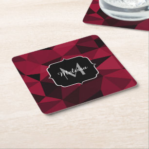 Dessous-de-verre Carré En Papier Motif géométrique rose magenta rouge noir Monogram