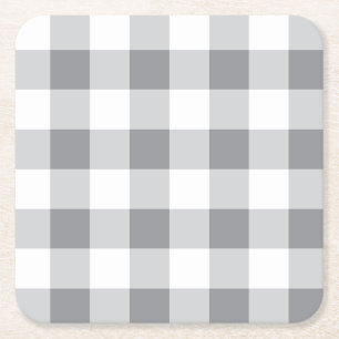 Dessous-de-verre Carré En Papier Motif gris et blanc En vichy