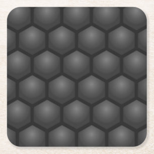 DESSOUS-DE-VERRE CARRÉ EN PAPIER MOTIF HEXAGONAL NOIR