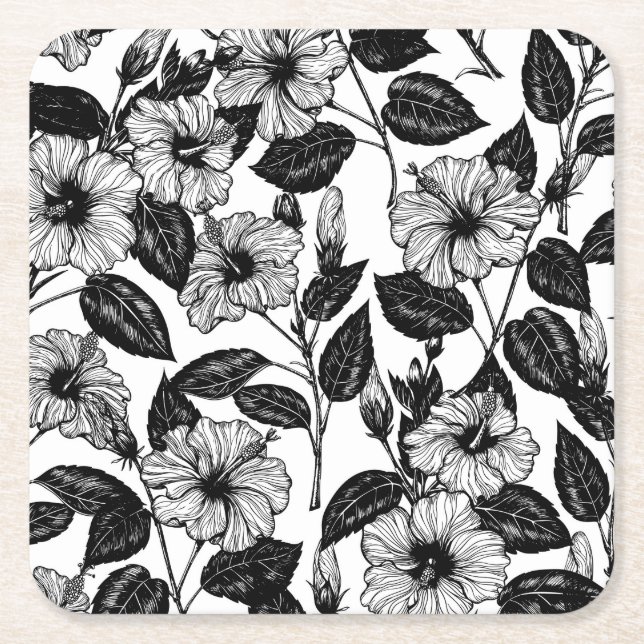 Dessous-de-verre Carré En Papier Motif Hibiscus (Devant)