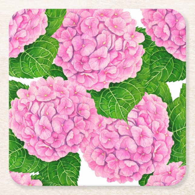 Dessous-de-verre Carré En Papier Motif Hydrangea (Devant)