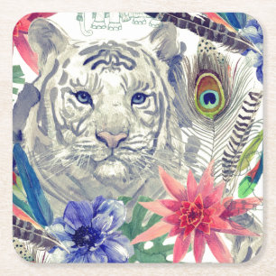 Dessous-de-verre Carré En Papier Motif indien vintage de tigre de style