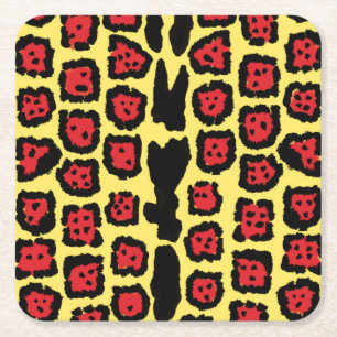 Dessous-de-verre Carré En Papier Motif Jaguar en Orange Sanguine sur Crème de Citro