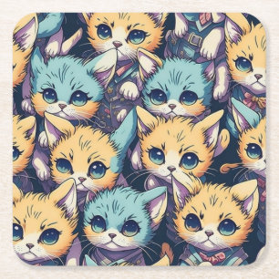 Dessous-de-verre Carré En Papier Motif Kittens