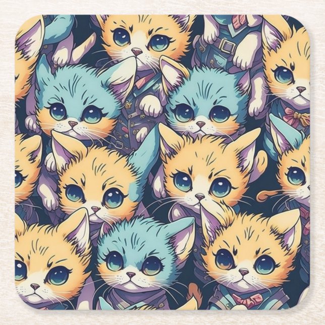 Dessous-de-verre Carré En Papier Motif Kittens (Devant)