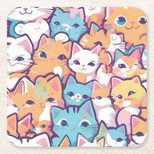 Dessous-de-verre Carré En Papier Motif Kittens