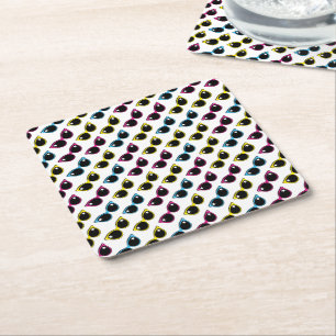 Dessous-de-verre Carré En Papier Motif Lunettes de soleil de chat rétro