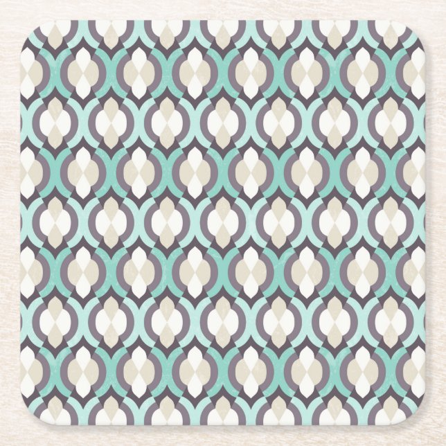 Dessous-de-verre Carré En Papier Motif marocain de turquoise (Devant)