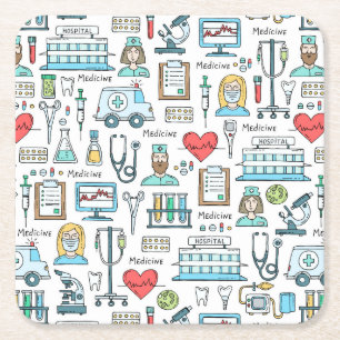 Dessous-de-verre Carré En Papier Motif Médicale de conception