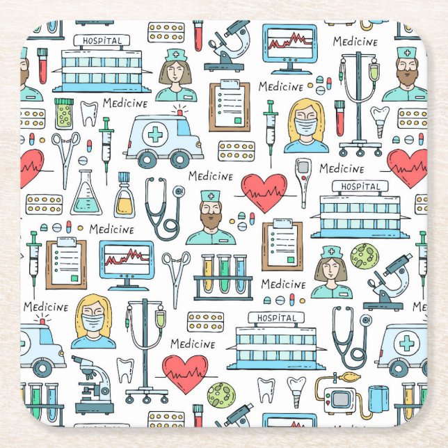 Dessous-de-verre Carré En Papier Motif Médicale de conception (Devant)