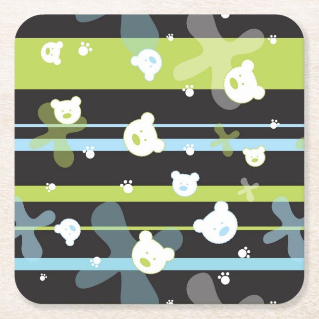 Dessous-de-verre Carré En Papier Motif mignon avec peu d'ours (Devant)