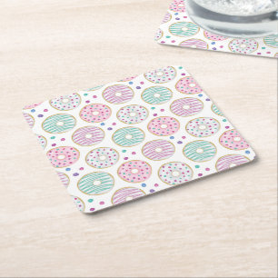 Dessous-de-verre Carré En Papier Motif mignon de beigne coloré