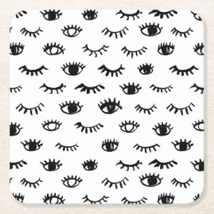 Dessous-de-verre Carré En Papier Motif mignon de cil de griffonnage