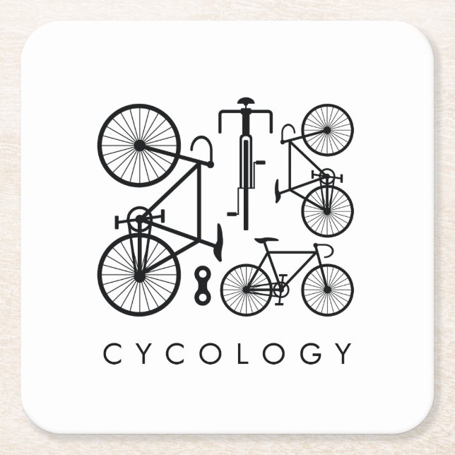 Dessous-de-verre Carré En Papier Motif moderne à vélo noir et blanc (Devant)