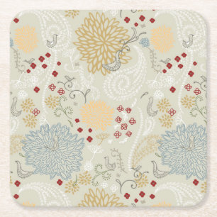 Dessous-de-verre Carré En Papier motif montrant le jardin bouclé