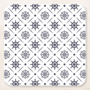 Dessous-de-verre Carré En Papier Motif nautique avec volant et boussole