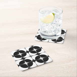 Dessous-de-verre Carré En Papier Motif noir et blanc Abstrait