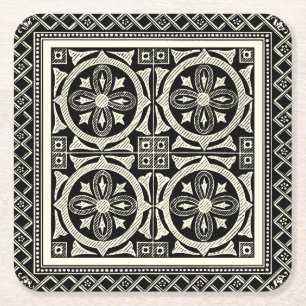 Dessous-de-verre Carré En Papier Motif noir et blanc de mandala par le studio de