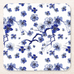 Dessous-de-verre Carré En Papier Motif oriental de branche de Sakura