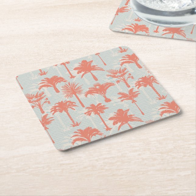 Dessous-de-verre Carré En Papier Motif Pastel Palm Tree (Incliné)
