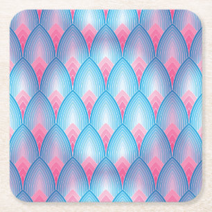 Dessous-de-verre Carré En Papier Motif Pétal Turquoise Et Rose