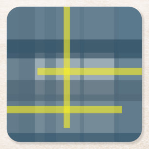 Dessous-de-verre Carré En Papier Motif plaid bleu et jaune