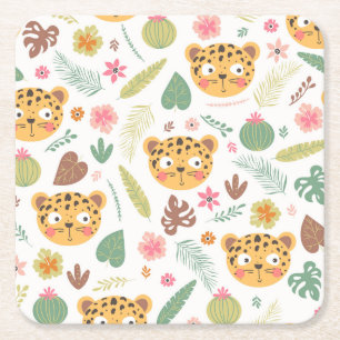 Dessous-de-verre Carré En Papier Motif Plante de Leopard Head Tropical