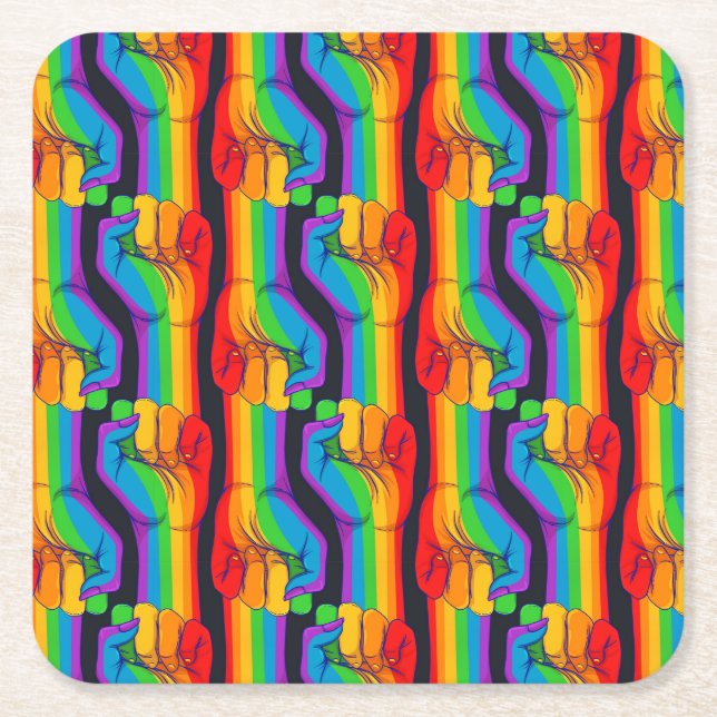 Dessous-de-verre Carré En Papier Motif Rainbow Fist (Devant)