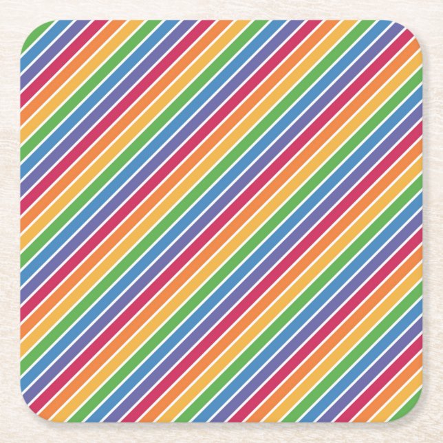 Dessous-de-verre Carré En Papier Motif Rainbow Stripes (Devant)