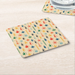 Dessous-de-verre Carré En Papier Motif rétro du milieu du siècle avec jouets d'arbr