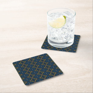 Dessous-de-verre Carré En Papier Motif Rétro Vintage Deep Blue