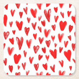 Dessous-de-verre Carré En Papier Motif romantique avec des coeurs, symbole de