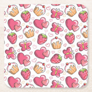 Dessous-de-verre Carré En Papier motif romantique de nourriture