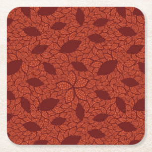 Dessous-de-verre Carré En Papier Motif rouge de feuille sur l'orange