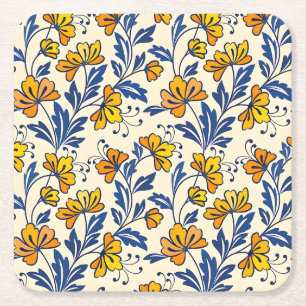 Dessous-de-verre Carré En Papier Motif sans couture époustouflant de fleurs et de f