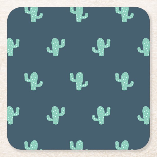 Dessous-de-verre Carré En Papier Motif simple de cactus (Devant)